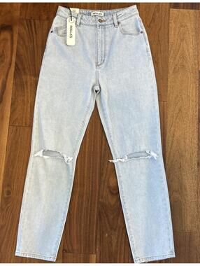 ROLLAS Jeans Size 26 Dusters High Rise Slim Straight Leg Blue Light Wash Ripped